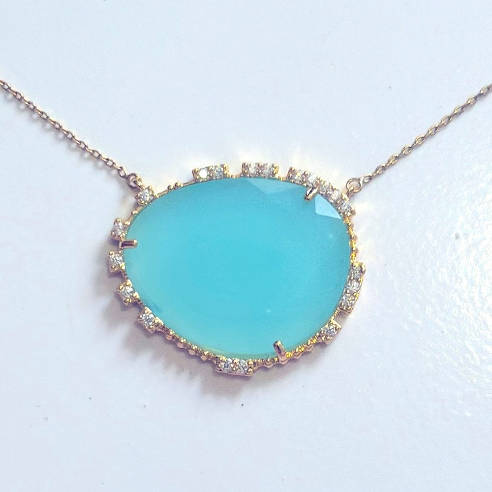 Anthropologie Serefina Blue Gold Crystal Rebirth Necklace